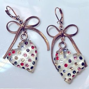 Betsey Johnson Multi Lucite Heart Drop Earrings